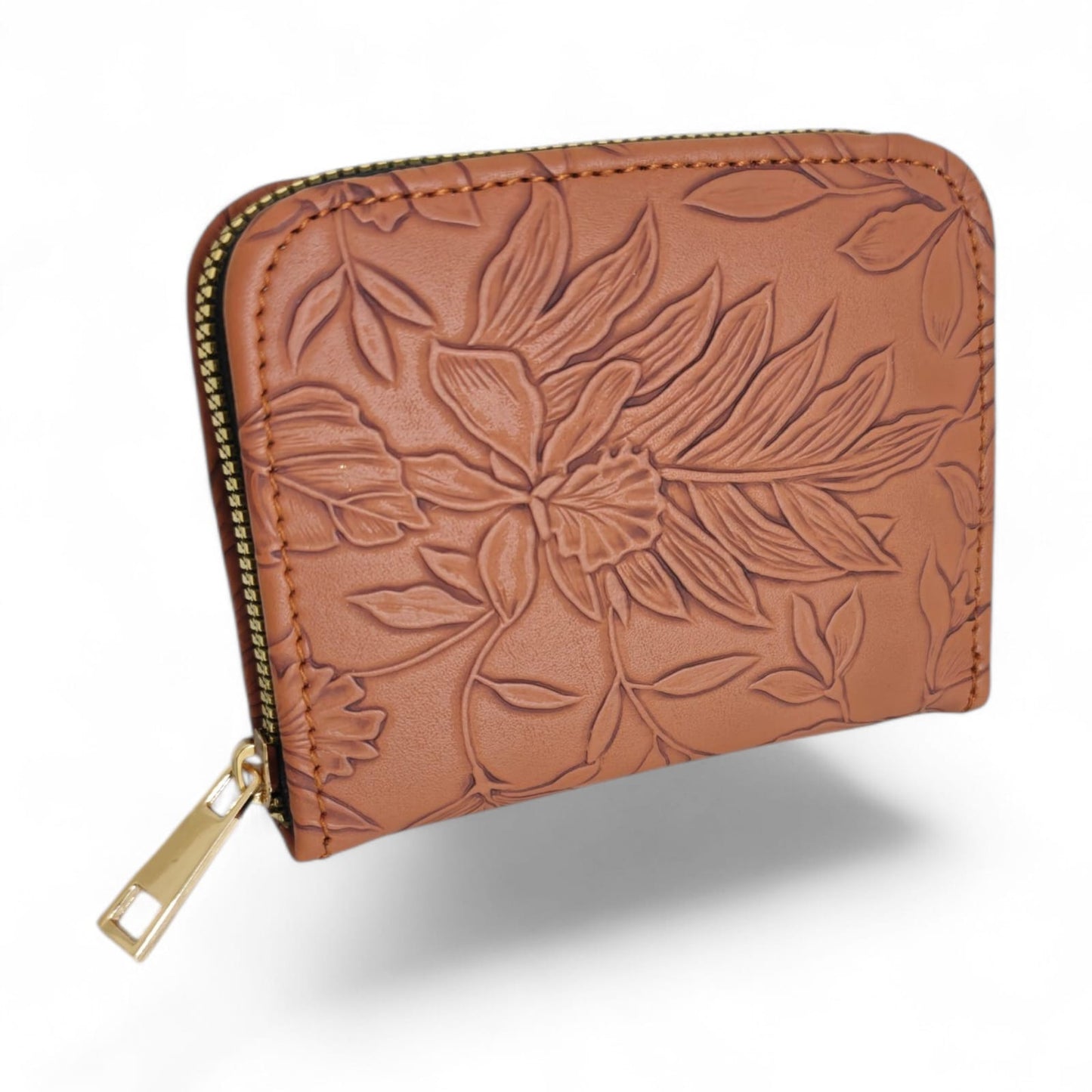 Avira Mini Zip Wallet - Floral Brown