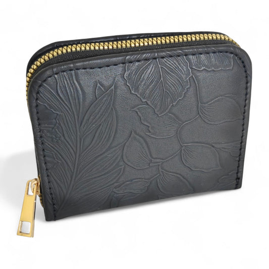 Avira Mini Zip Wallet - Floral Jet Black