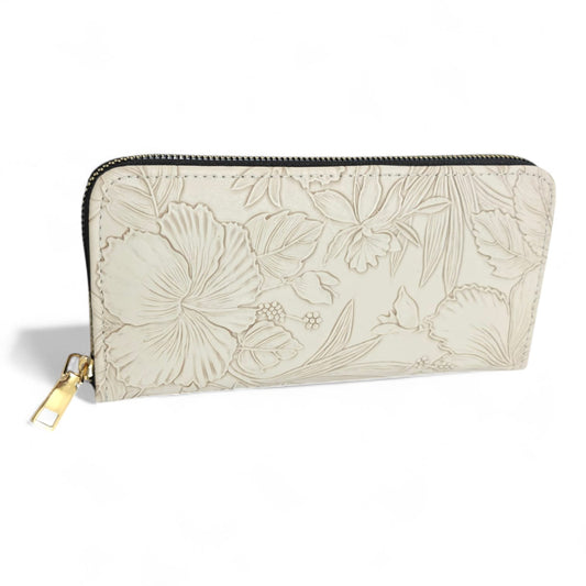 Avira Zipper Wallet - Floral Silver Grey